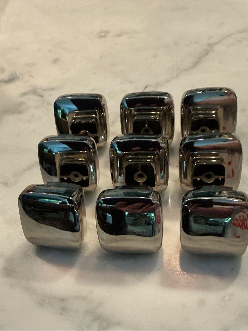 Polished Chrome Square Drawer or Cabinet Knobs - set of 9